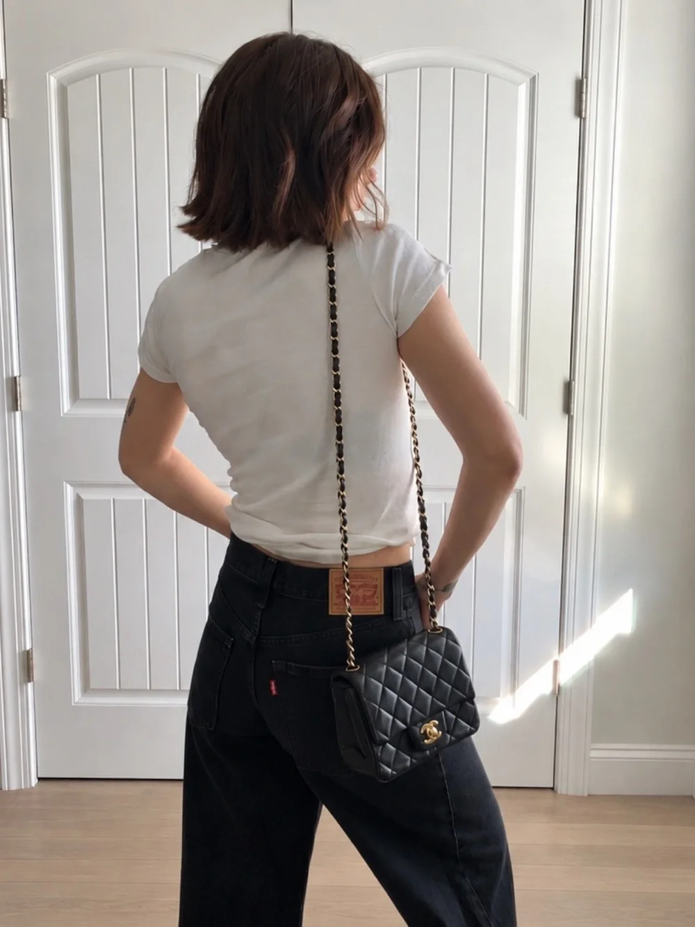 CHANEL Mini Square Classic Flap Bag Black